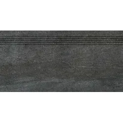 Rako Quarzit Treppenfliese schwarz 40x80 cm matt DCP84739.1