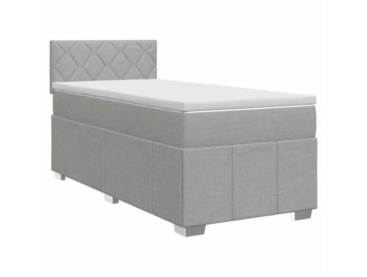 KTHLBRH Boxspringbett mit Matratze Hellgrau 100 x 200 cm Taschenfedern, mittlere Härte, abnehmbare und waschbare Bezüge, verstellbares Kopfteil, Holztechnik, Verwendung im