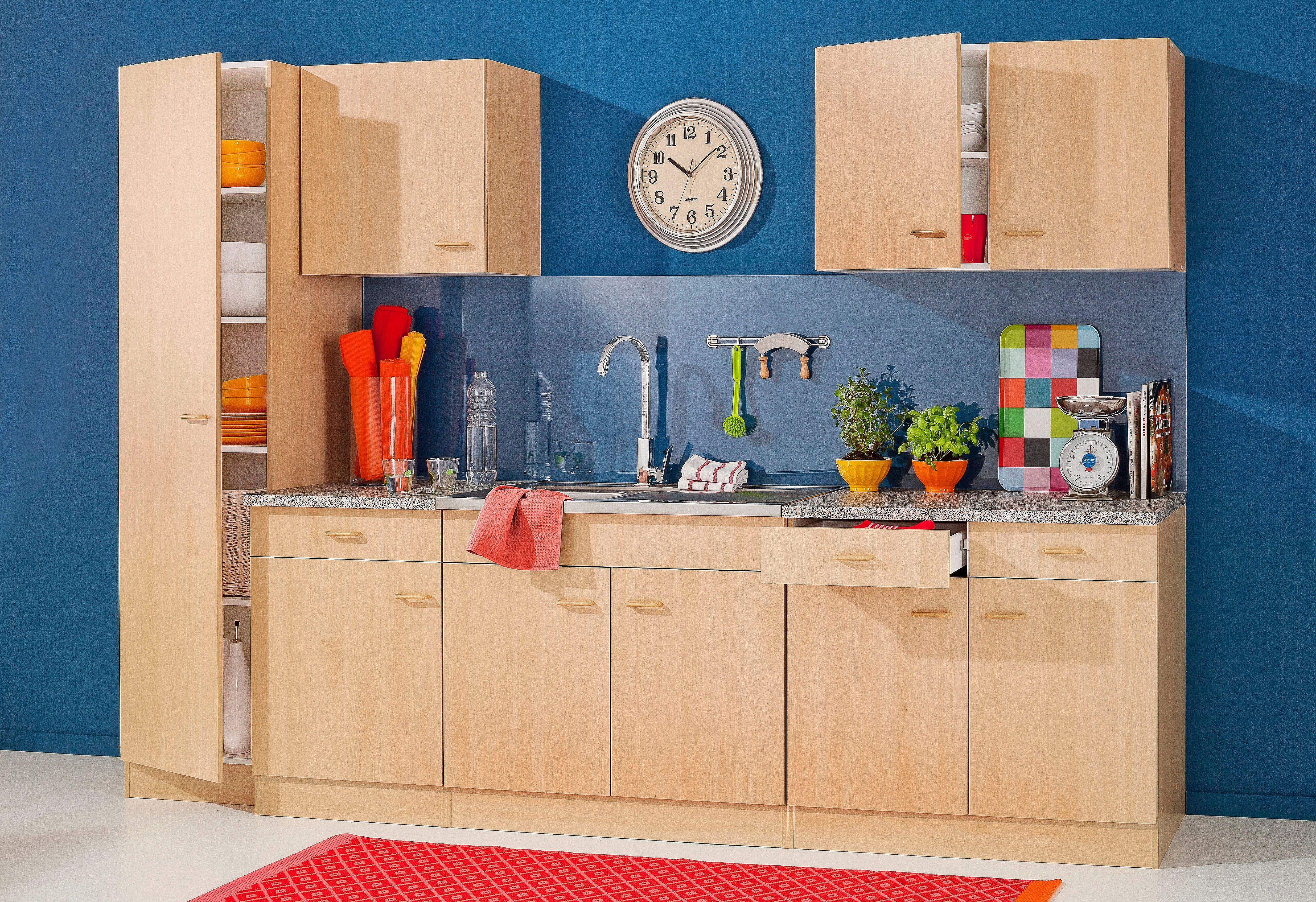 Seitenschrank KOCHSTATION "KS-Elster", braun (buchefarben), B:50cm H:200cm T:50cm, Holzwerkstoff, Schränke, Seitenschrank, Breite 50 cm buchefarben buchefarben, B/H/T: 50cm x 200cm x 50cm, Türen: 1 Stk.