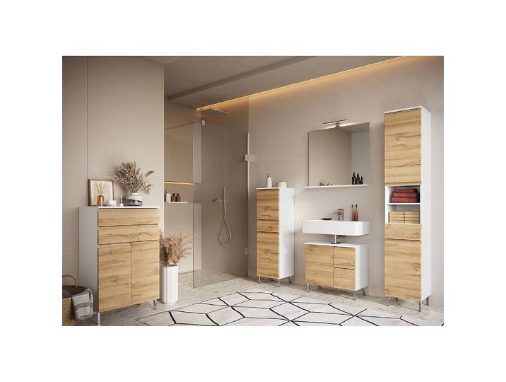Unterschrank Torrance 60 x 97 x 34cm Braun/Weiß