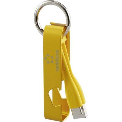 Renkforce USB-Kabel USB 2.0 USB-A Stecker, USB-C® Stecker 0.15 m Gelb Schlüsselanhänger, Flaschenöffner RF-6721080