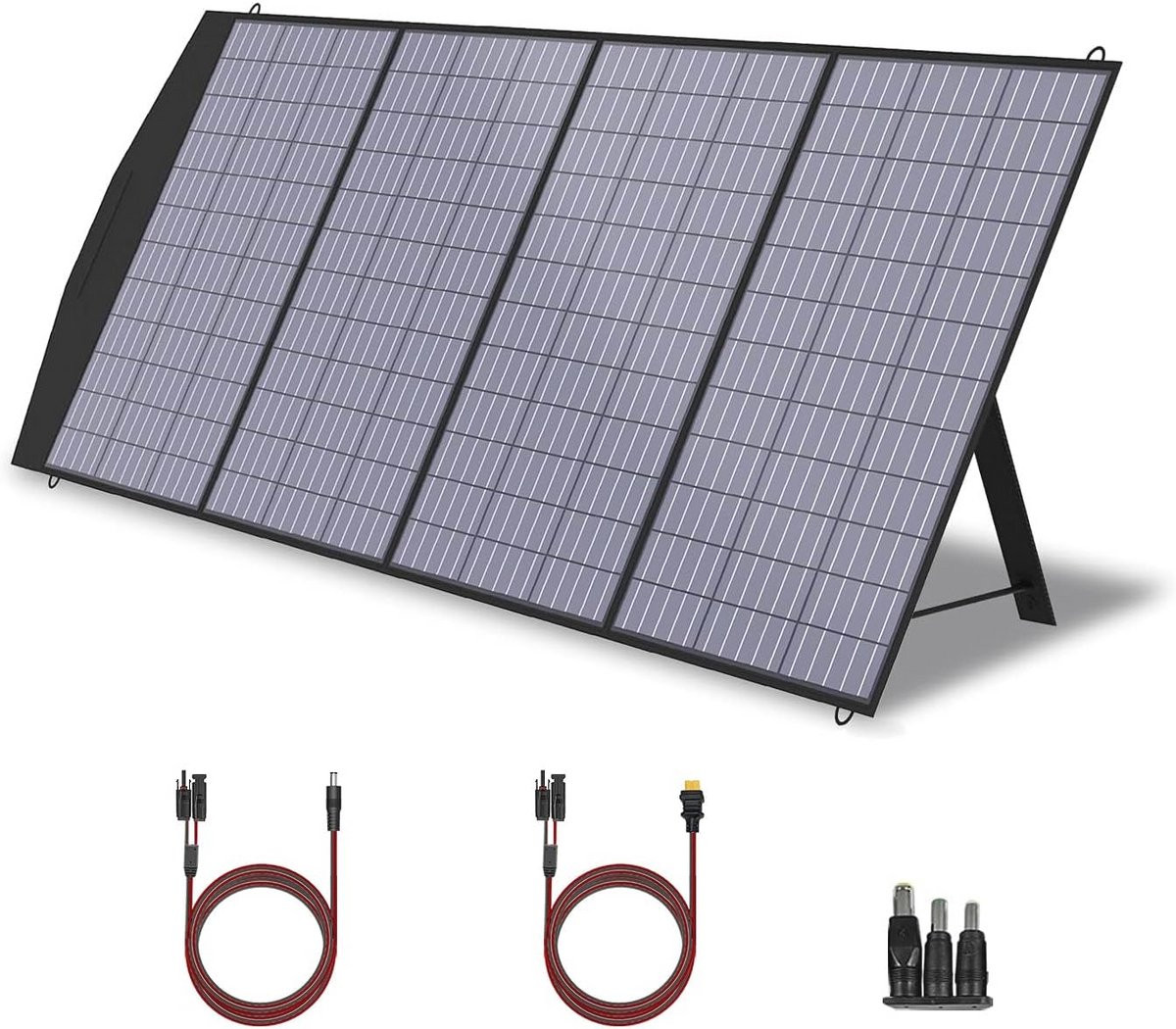 Merkloos Opvouwbaar Zonnepaneel 200W - Draagbare Zonnelader in het zwart voor camping en reizen