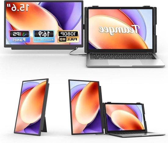 Laptop-Monitorerweiterung - Tragbarer Monitor - Für produktives Arbeiten - Ultradünn, Full HD - 156 Zoll - Schwarz