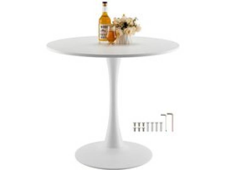 VEVOR Table à manger ronde, 80 x 80 x 72,5 cm, table de salle à manger en bois pour 2 à 4 personnes, meuble circulaire moderne avec piédestal tulipe, durable, pour maison, cuisine, salon, blanc