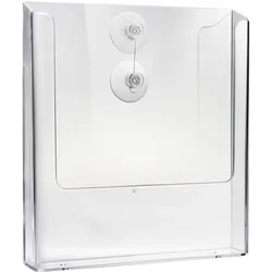 Wandprospekthalter mit Saugnäpfen, Polystyrol, transparent PTJ1, 1 x A4, PS