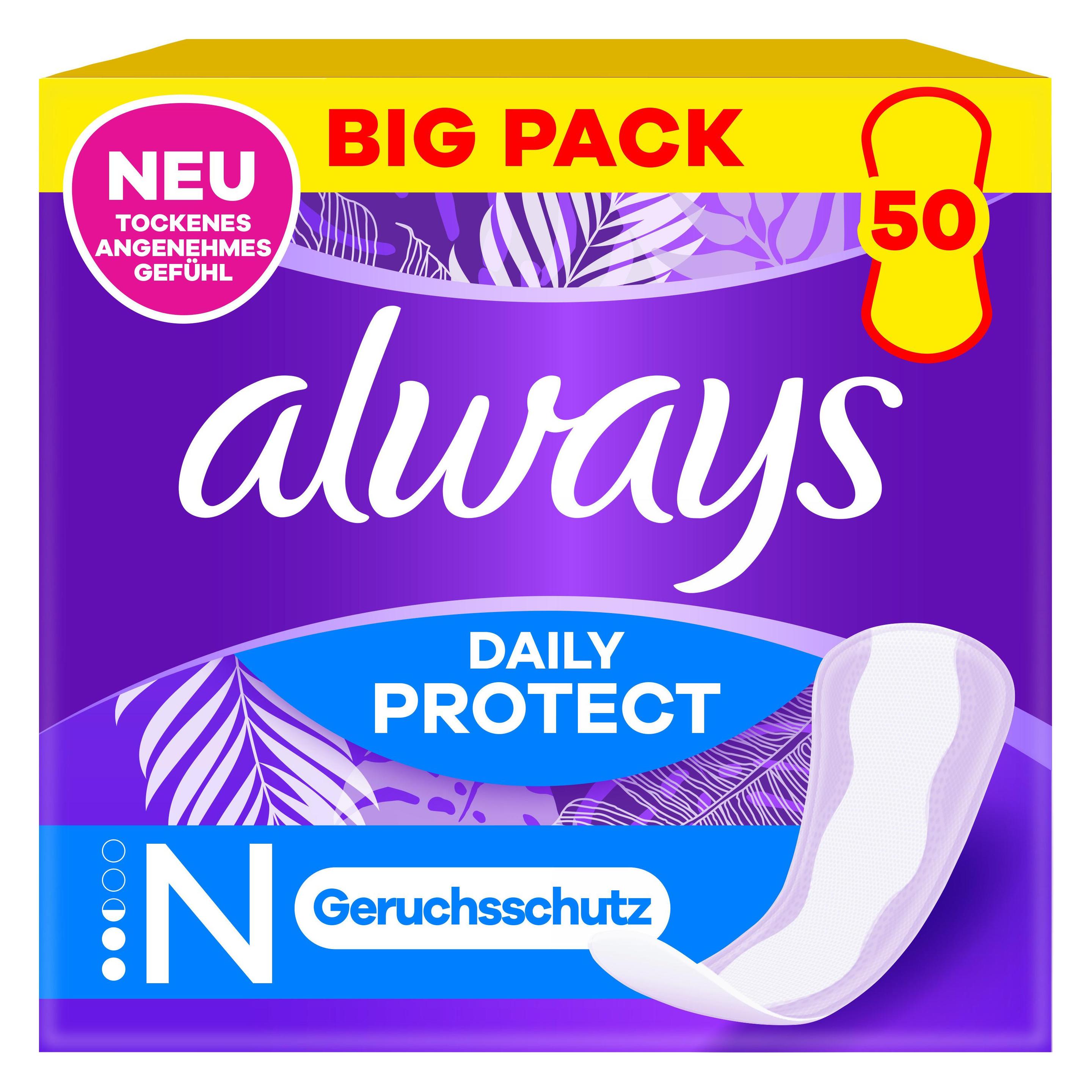 Always Slipeinlage Daily Protect Normal mit leichtem Duft BigPack 50 Damenbinde 50 Stück (50x) (66627448)