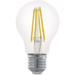LED Leuchtmittel E27 Filament Birne Glas Retro LED Glühbirne dimmbar Edison, Kugel klar, 6W 806lm 2700K warmweiß, DxH 6x10 cm