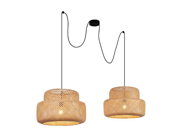 Suspension Japandi noire avec bambou 2 lumières - Kea