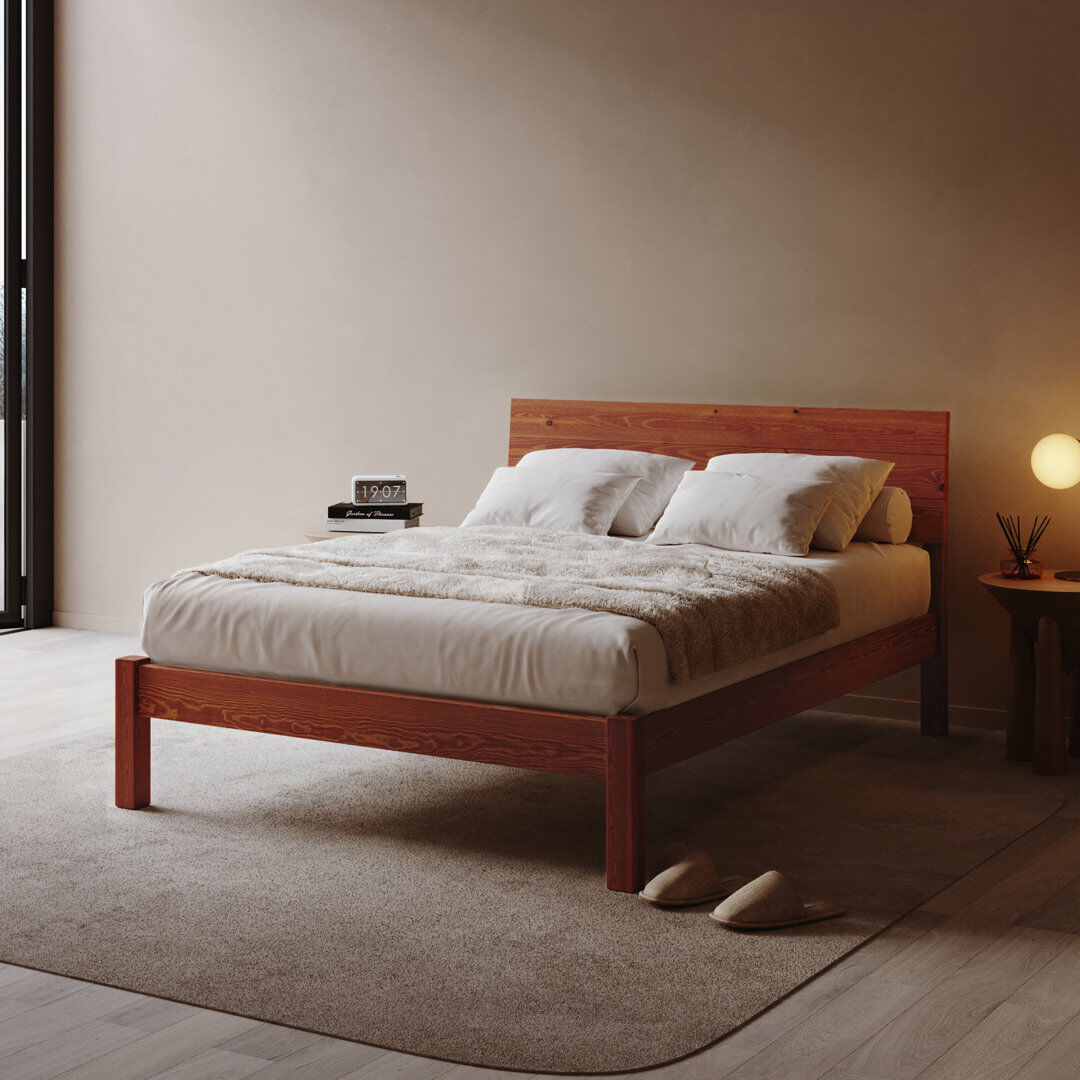 August Grove Ivor Solid Wood Bed Red Wood Kingsize (5')