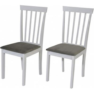 Esszimmerstuhl JAHNKE "LITE SIT DUO", weiß, silbergrau, weiß, silbergrau, B:43,5cm H:93cm T:49cm, Massivholz, Stühle, Esszimmerstuhl, Esszimmerstuhl (2er Set), Massivholz, Samt-Stoff, bis 110 kg belastbar