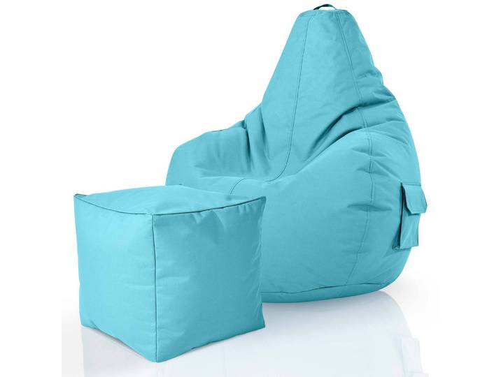 Gaming Sitzsack mit Rückenlehne, Seitentasche - Aquamarin