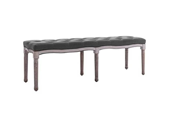 Polsterbank Leinen Massivholz 150x40x48 cm Dunkelgrau mit Säulenbeinen Massivholzrahmen, kannelierte Säulenbeine, geradlinige Form, Leinenbezug, ker Charme