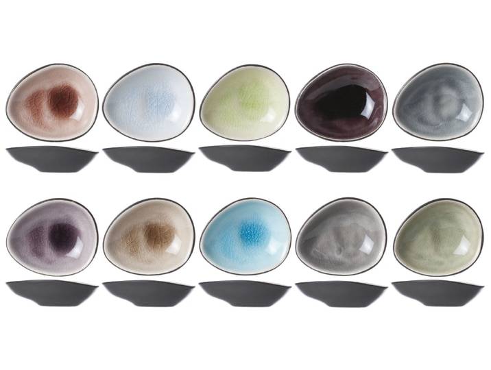 Lot de 10 Coupelles ovales en Grès, multicolores, 6,9X5,9 cm