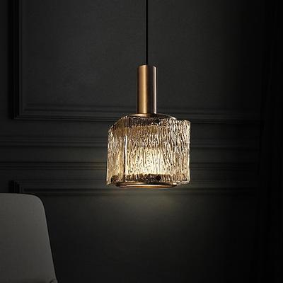 nordische gestreifte Pendelleuchte aus Glaslampenschirm Messinglampenkopf Messinglampenkopf Einzelkopf-Pendelleuchten mit postmodernem Stil Restaurant Wohnzimmer Laufsteg Kupferleuchter