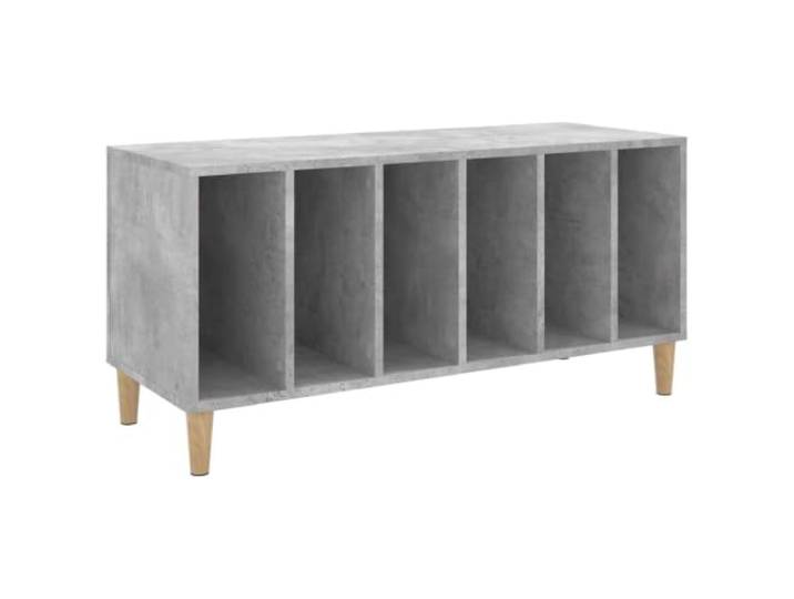 GKHPYURE Aufbewahrungsschrank für Scheiben, Grau, Zement, 100 x 38 x 48 cm Ablage für LP-Sammlung, Plattenspielerplatte, Eukalyptusfüße, vielseitig einsetzbar, stabil
