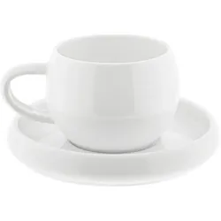 Lissa Bonna Kaffeetassen mit Untertellern - 12-teiliges-Set in Weiß, 215 ml