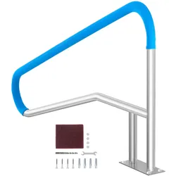 VEVOR Pool-Handlauf, 1395 x 810 x 100 mm Pooleinstieg Edelstahl mit Grundplatte für Innen-/Außenpools, Einstieghilfe für Decks, rostfreier Haltegriff mit Griffabdeckung und Zubehör für Spas