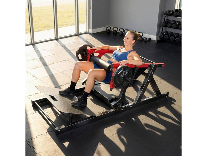 SPORTNOW Machine Hip Thrust 270kg Rouge Porte-Disques