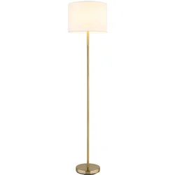 LED Stehlampe Stehleuchte Wohnzimmerlampe Fußschalter Messing Metall H 151 cm