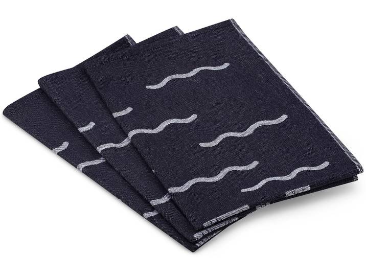 Geschirrtuch ROSS Strandidylle , schwarz (blau, wellen), B:18cm H:4cm L:27cm T:4cm, 100% Baumwolle, Geschirrtücher, Geschirrtuch, aus feinster Baumwolle