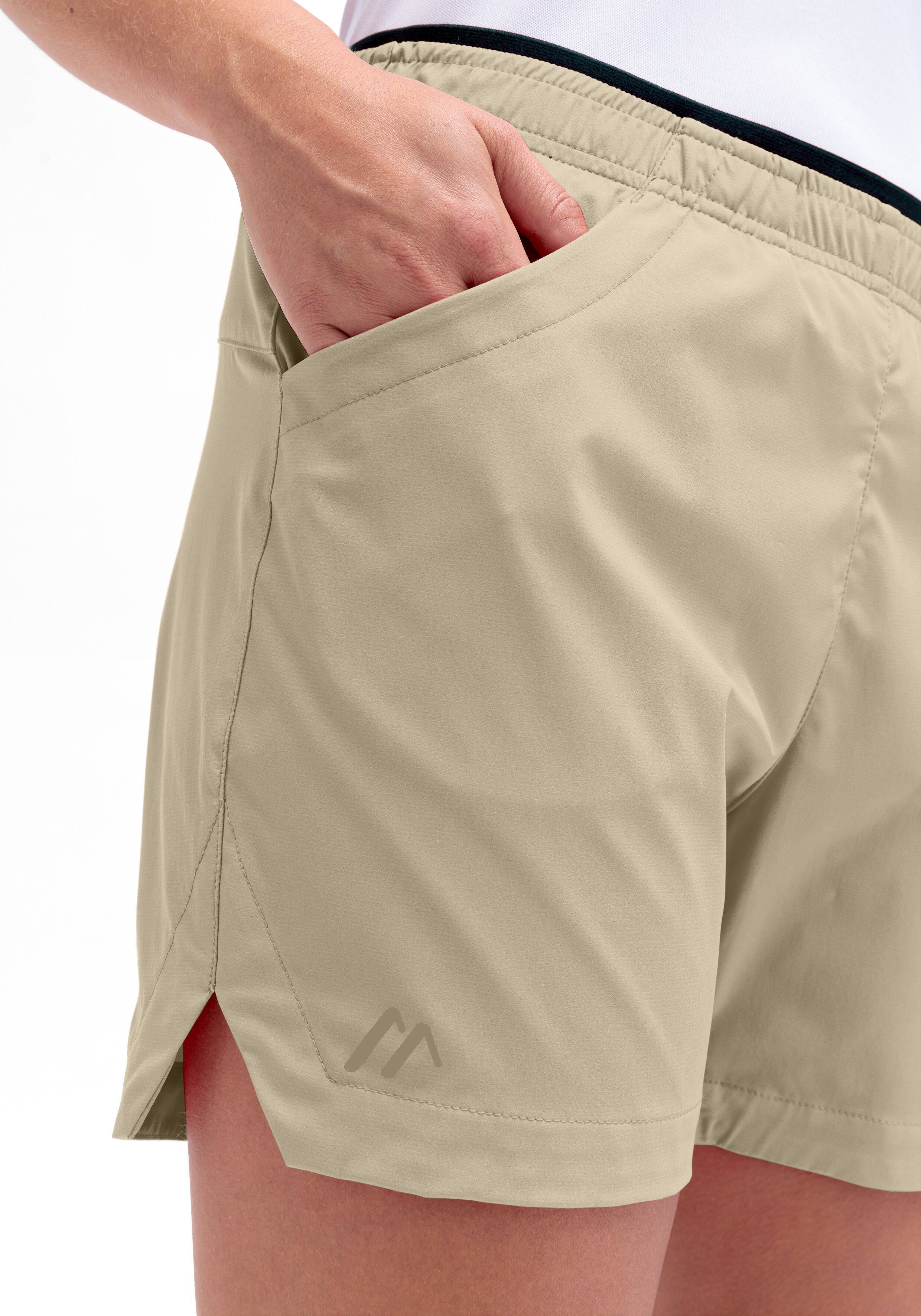 Outdoorhose MAIER SPORTS "Fort Shorts W", Damen, Gr. 34, Normalgrössen, hellbraun, 100% Polyester, Hosen Outdoorhose, kurze Hose Damen, luftige Wanderhose, leichte Outdoorhose, Reg Fit hellbraun 34, Normalgrössen
