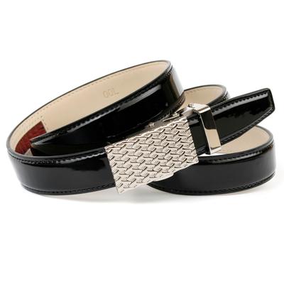Ledergürtel ANTHONI CROWN, Damen, Gr. 95, schwarz, Leder, unifarben, Gürtel Ledergürtel, Schmaler Lackledergürtel, Metallschlaufe