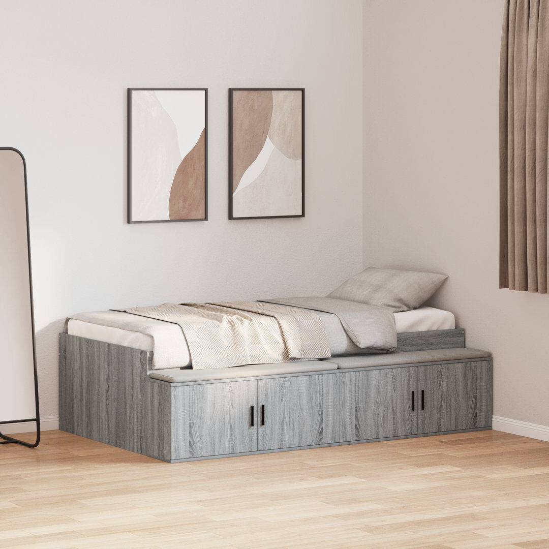 Vidaxl Storage Bed Frame Grey Sonoma Small Single (2'6)