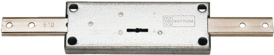 Serrure de rideau métallique centrale sorties de tringle plates à double panneton zingué MOTTURA 45850
