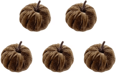 Inspire Curations 5PCS Artificial Pumpkin Set Halloween Pumpkins Foam Tabletop Decorations For Home & Party Decor brown