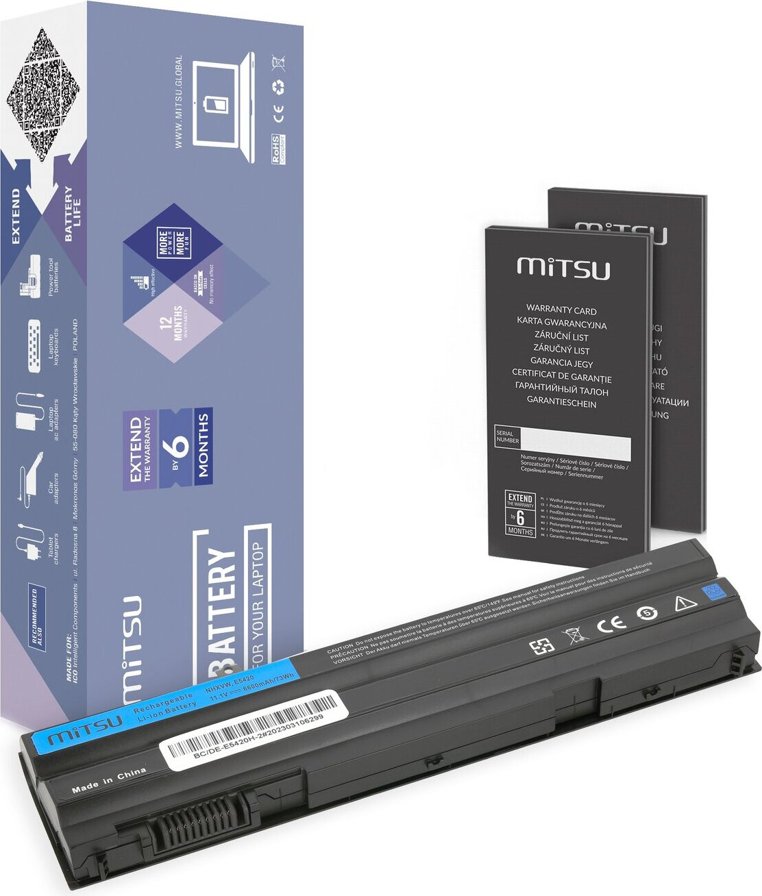 Mitsu Batterij voor Dell T54FJ 8858X M5Y0X X57F1, 6600mAh