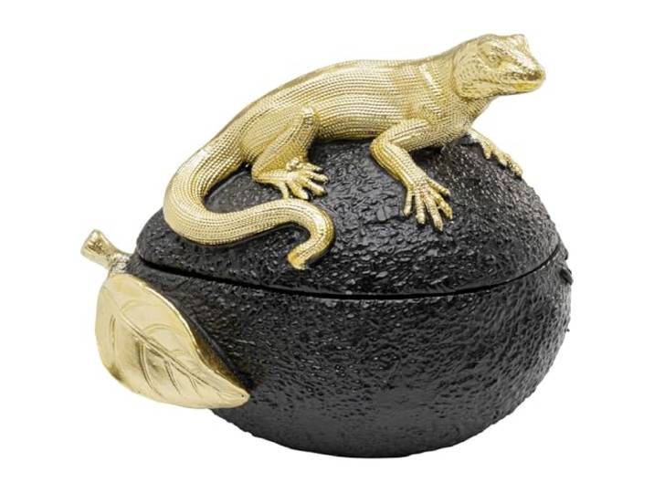 Kare Design Boîte décorative en étain Motif lézard d'avocat Noir 15 x 17 x 11 cm