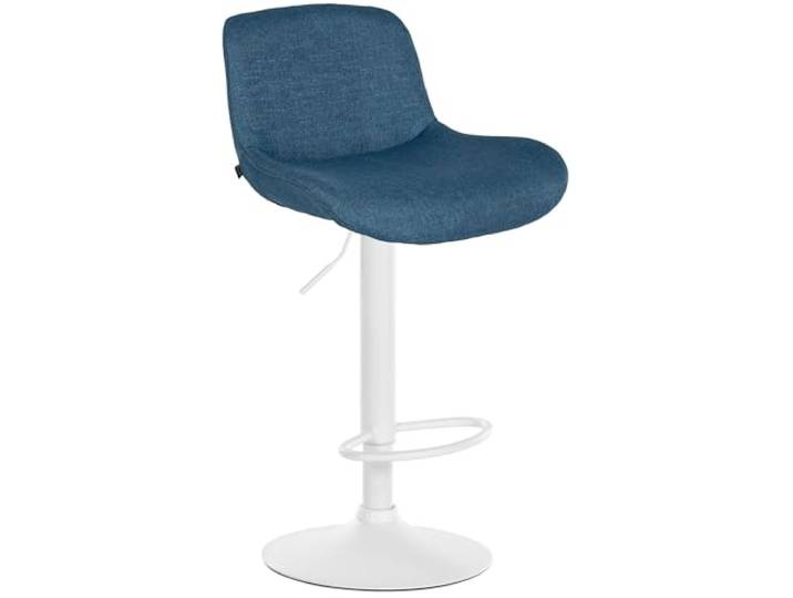 CLP Barhocker Solon Weiß I Samtbezug oder Stoffbezug I Barstuhl höhenverstellbar und drehbar I gepolsterter Tresenhocker mit Rückenlehne, Farbe: blau, Material: Stoff