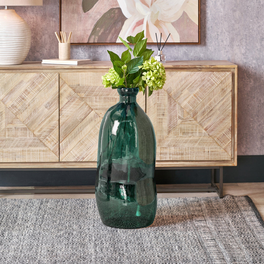 Mercury Organic Shaped Recycled Glass Tall Vase Sea Green 73cm H X 34cm W X 34cm D