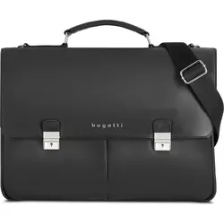 Bugatti Valencia Aktentasche Leder 43 cm Laptopfach (17.30"), Notebooktasche, Schwarz