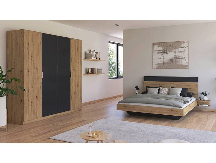 Schlafzimmerset 2-teilig Dreher 160 x 200cm Braun/Graumetallic/Eiche Artisan Dekor