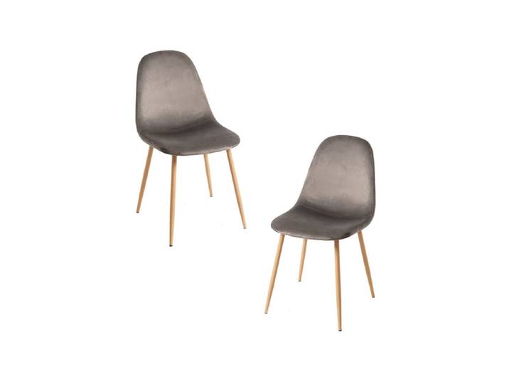 2er Set Teok Samt Stühle - Gris dunkel