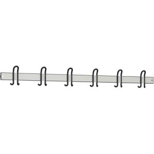 CP-Möbel Garderobenleiste Solid, 08078-4111, grau, Kunststoff, 150cm breit, mit 12 verdeckten Haken & 4 Huthaken