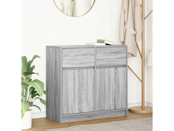 Buffet commode chambre vidaxl avec tiroir sonoma gris 80x34x76 cm - bois d'ingénierie b250