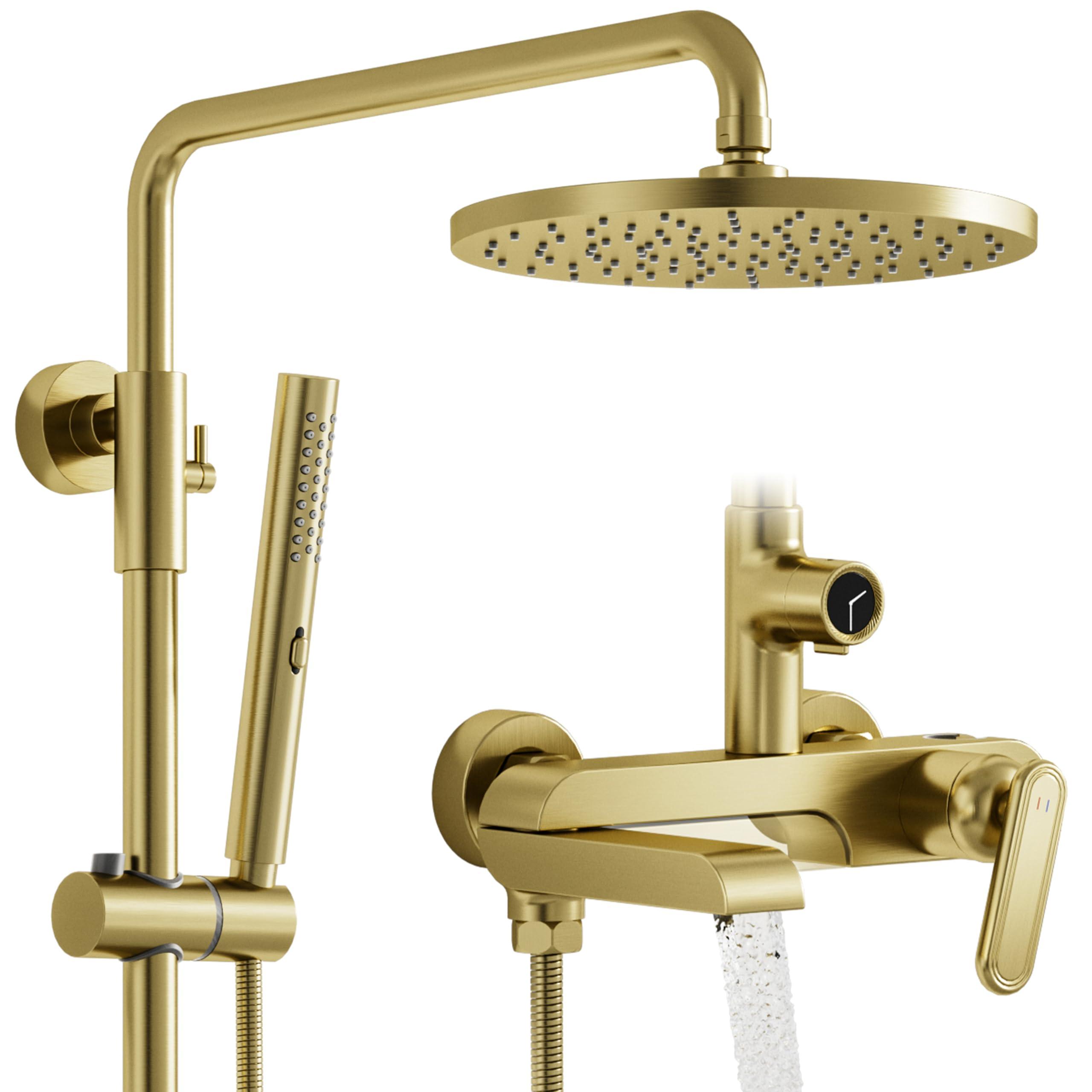 Douchesystem mit 250 mm Regendusche, Handbrause, 3 Strahlarten, Gold