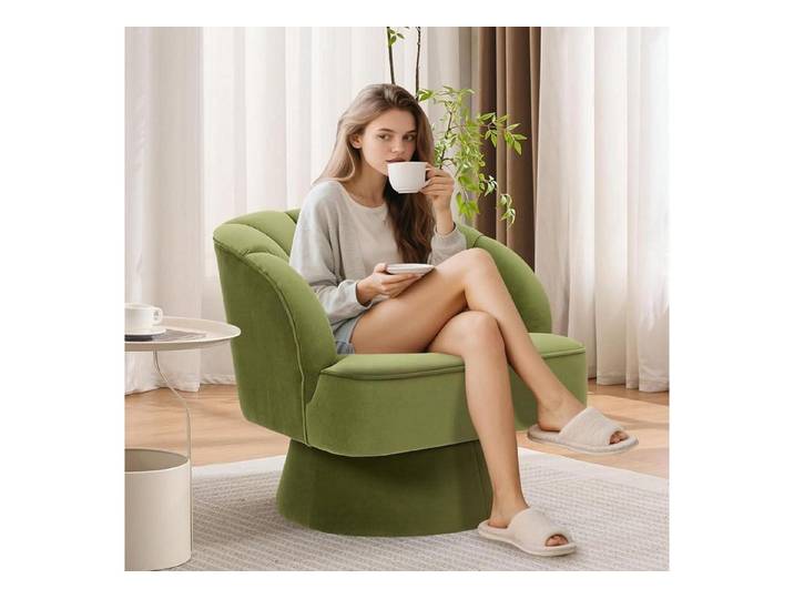 LuxusKollektion Relaxsessel Relaxsessel Samt smaragdgrün 360 Grad drehbar ergonomisch