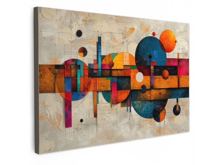 LEINWANDBILD Vintage - Moderne Kunst - Orange - Geometrische Formen Gemälde 60x40 cm