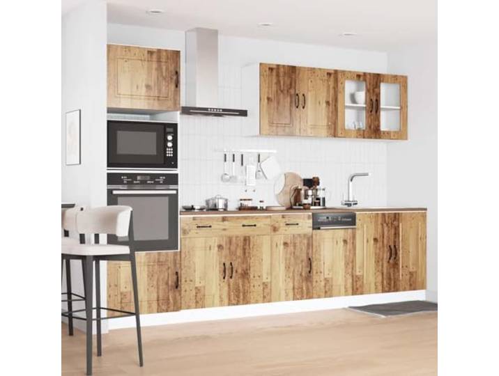 KTHLBRH Kalmar Küchenmöbel-Set, 7-teilig, antikes Holz Stabile Spanplatte, verstellbare Füße, einfache Wartung, großer Platz