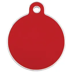 Adressanhänger mit Gravur - rund groß - rot mit Silberrand