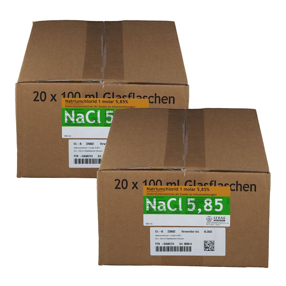 Natriumchlorid Inf.-Lsg.5,85% 1 molar Glas 2x 2x20x100 ml Infusionslösung