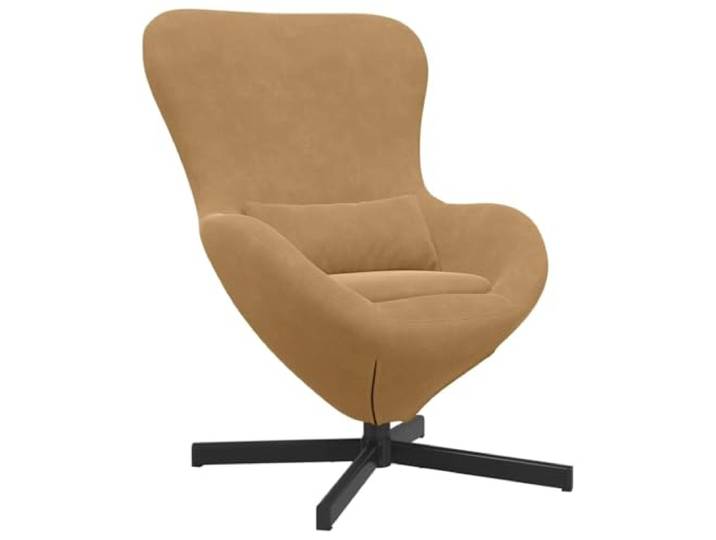 Eiersessel Braun 63 x 73 x 90 cm Samt Drehfunktion 360 Grad, geschwungene Rückenlehne, schwarze Stahlbeine, solide Stahl- und Holzwerkstoffe, Samtpflege