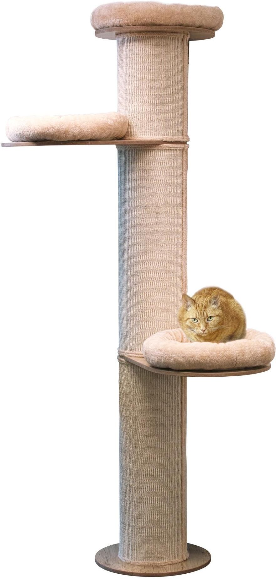 Kratzbaum "Maximus Beige", beige (natur), B:46cm H:219cm T:46cm, Plüsch, Sisal, Kratzbäume, Kratzbaum natur B/H/T: 46cm x 219cm x 46cm