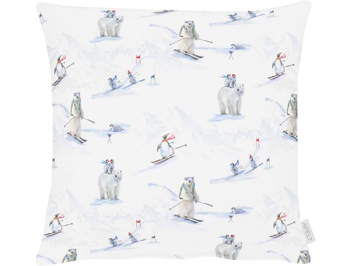 Dekokissen APELT 5800 , blau (blau, weiß, bedruckt), B:48cm L:48cm, Baumwolle, Polyester, Dekokissen_Sitzkissen_Kissenhüllen, Dekokissen