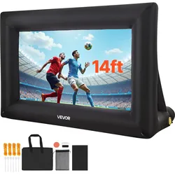 VEVOR aufblasbare Filmleinwand Projektion Beamer Leinwand aus 600D, Projektionsleinwand mit tragbarer Aufbewahrungstasche, 16:9, Filmprojektion für Heimkino Mottoparty Poolspaß (378 x 160 x 317 cm)