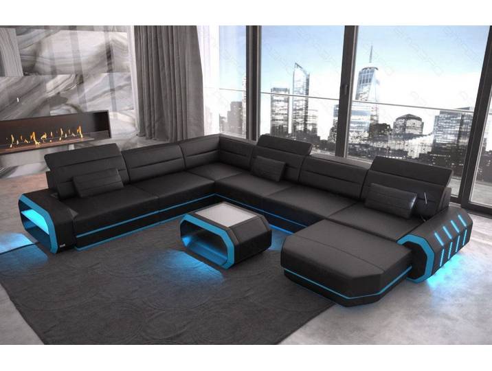 XL Wohnlandschaft Roma U-Form in Leder