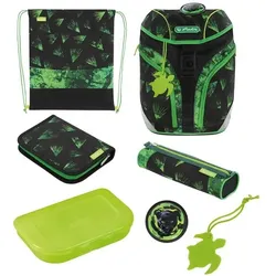 Herlitz Schulranzen-Set »SoftLight GREENline Explorer« Tiere Polyester grün / schwarz grün, 28x38x23 cm